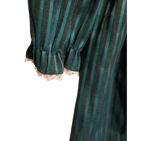 Mini World Dress Green Stripe Red Sash Petticoat Lace Girls Size 12? Made in USA - Picture 4 of 9